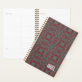 Agenda Abstrato personalizado Burgundy Emerald Green