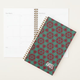 Agenda Abstrato personalizado Burgundy Emerald Green