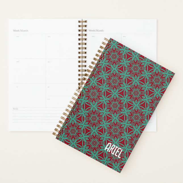 Agenda Abstrato personalizado Burgundy Emerald Green (Exibição)