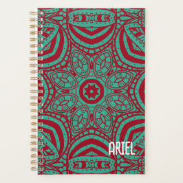 Agenda Abstrato personalizado Burgundy Emerald Green