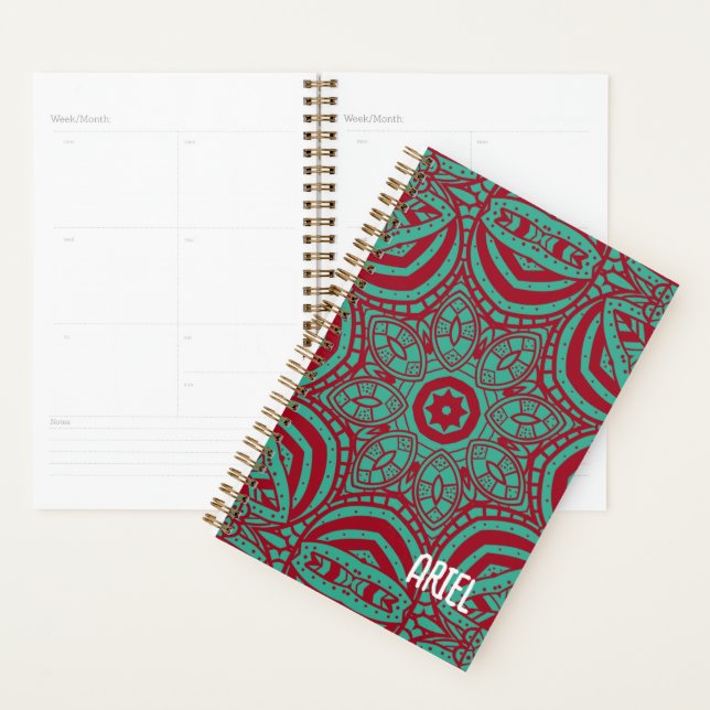 Agenda Abstrato personalizado Burgundy Emerald Green (Exibição)