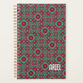 Agenda Abstrato personalizado Burgundy Emerald Green