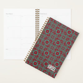 Agenda Abstrato personalizado Burgundy Emerald Green