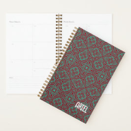 Agenda Abstrato personalizado Burgundy Emerald Green