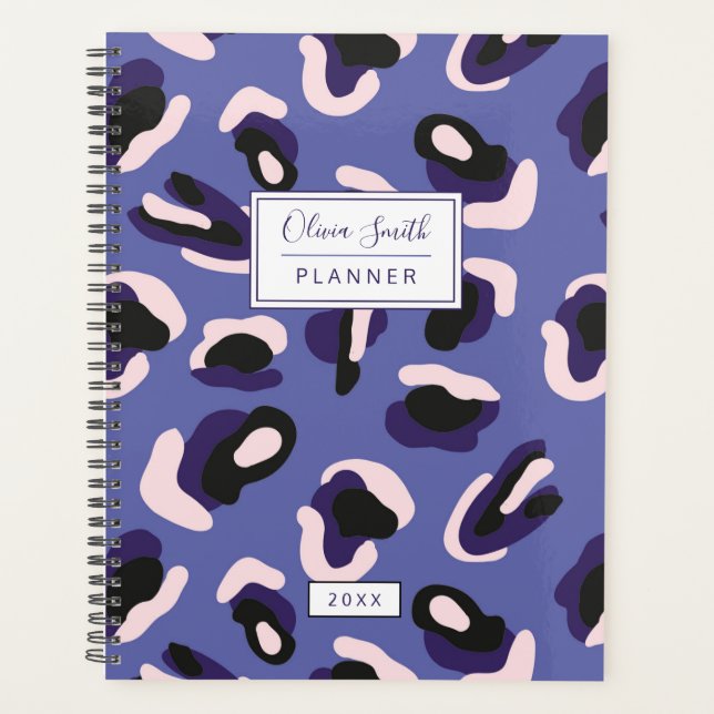 Agenda Abstrato personalizado Roxo de impressão animal (Frente)