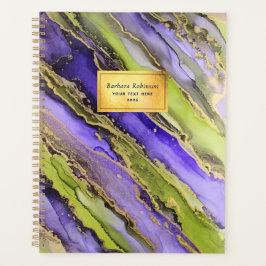 Agenda Abstrato Preto - Folha de Ouro Verde Puro