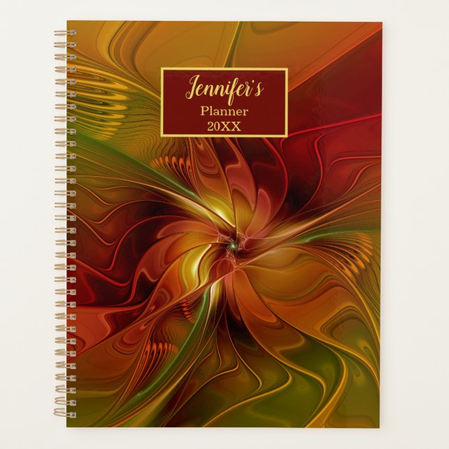 Agenda Abstrato Red Orange Fractal Art Flower Name (Frente)