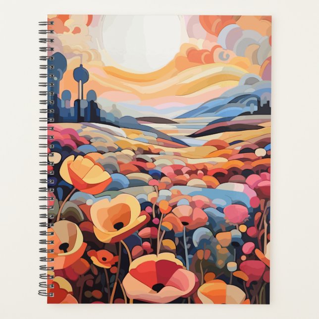 Agenda Abstrato retro flores (Frente)