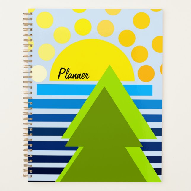 Agenda Abstrato sol amarelo azul verde (Frente)