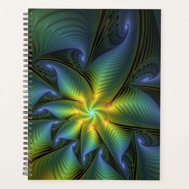 Agenda Abstrato Star, Ouro Verde brilhante Arte Fractal (Frente)