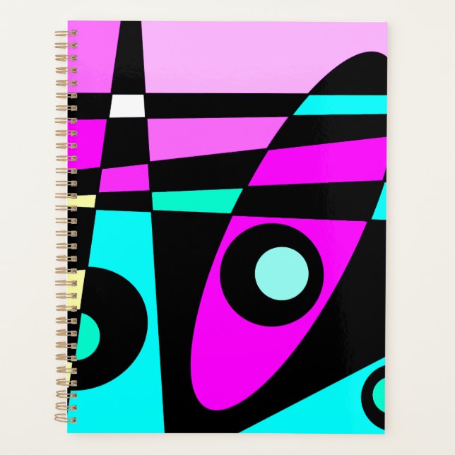 Agenda Abstrato Surfing Turquoise Hot Pink Amarelo Amarel (Frente)