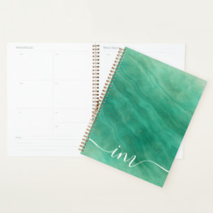 Agenda Abstrato Verde moderno com Iniciais -