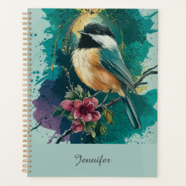 Agenda Abstrato Watercolor Chickadee - Teal