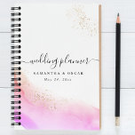 Agenda Abstrato Watercolor Pink Pincel Traços e Dourado<br><div class="desc">Abstrato Watercolor Pink Pincel Traços e Dourado</div>