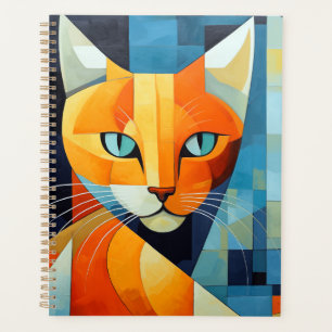 Agenda Abstrato Whiskers: Gato Laranja