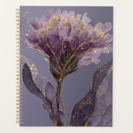 Agenda Açafrão Roxo Inspirado em Acentos Dourados Florais