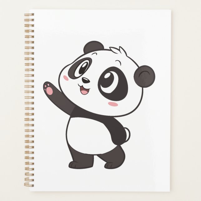Agenda Acenando com um Urso de Panda Bonito - Design de C (Frente)
