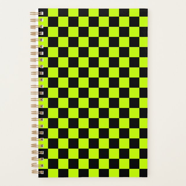 Agenda Acid green black checkerboard pattern (Frente)