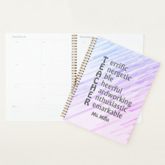 Agenda Acrônimo para Professores Nome Abstrato Planner Ro