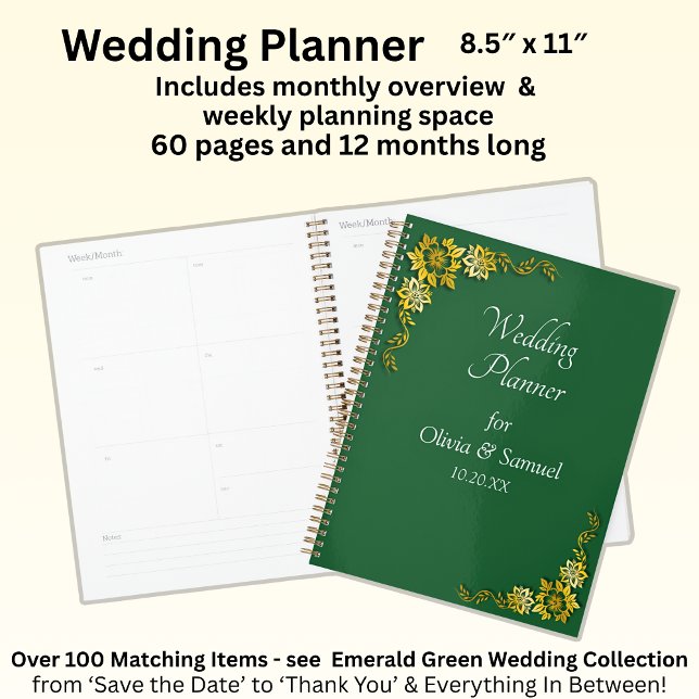 Agenda Add Names & Date Emerald Green & Gold (Criador carregado)