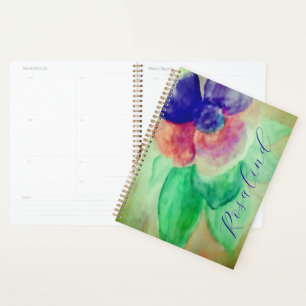 Agenda Adicionar Nome Violet Blue e Pastel Rosa Floral