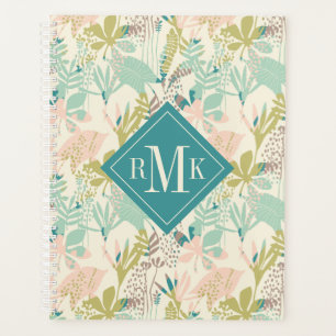 Agenda Adicionar seu Monograma Padrão Floral Moderno