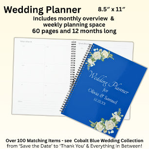 Agenda Adicione Nomes & Data Cobalt Blue & White Roses Ca