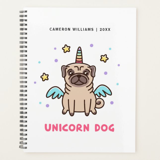 Agenda Adicione seu nome | Cachorro Arco-Íris de Unicórni (Frente)