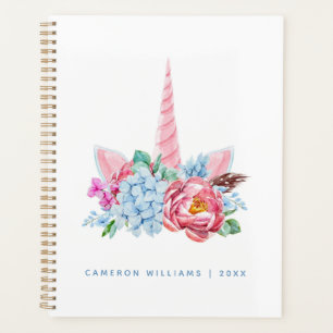 Agenda Adicione seu nome Coroa Floral Unicorn