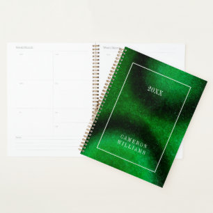 Agenda Adicione Seu Nome Malachita Circular Verde