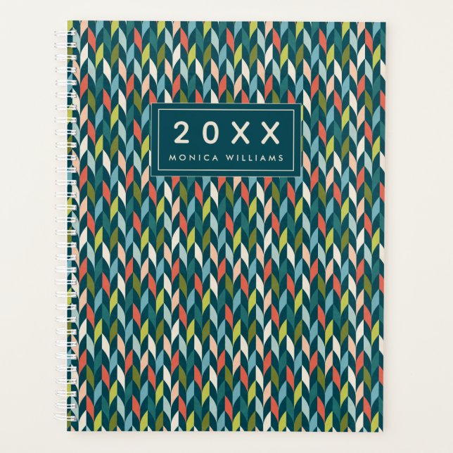 Agenda Adicione seu nome | Médio Século Moderno Teal e Co (Frente)