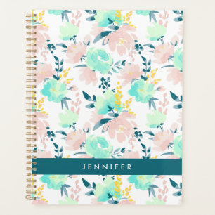 Agenda Adicione seu nome Padrão De Aquarela Floral