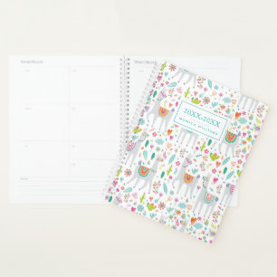 Agenda Adicione seu nome Padrão de Pastel Llama em Cut