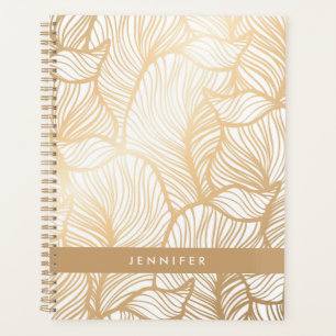 Agenda Adicione seu nome Padrão Dourado Damask