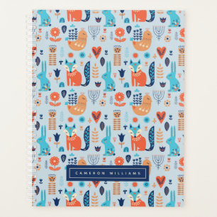 Agenda Adicione seu nome   Padrões Animais Folk Art Wood