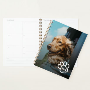Agenda Adicione Sua Própria Foto de Cachorro Monograma de