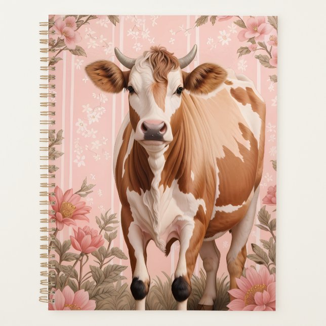 Agenda Adorable Jersey Cow Pink Floral (Frente)