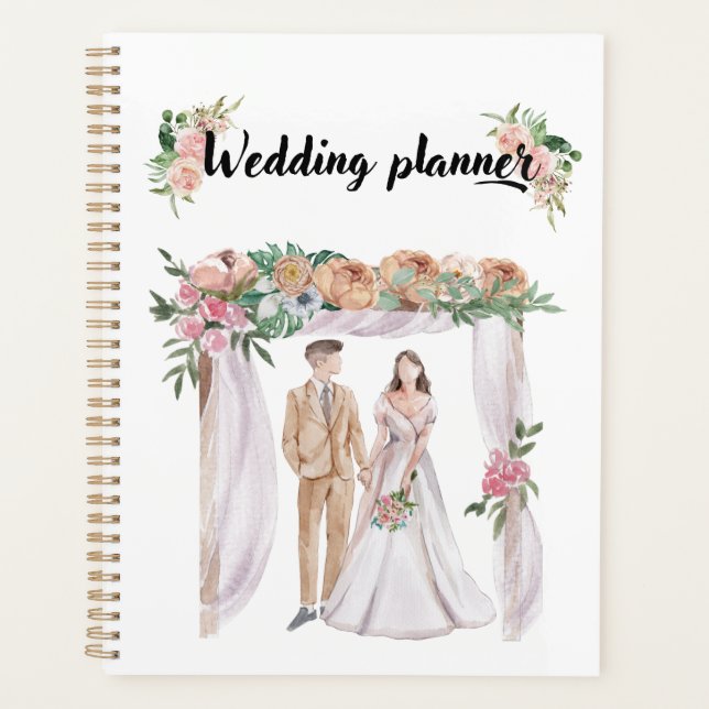 Agenda Adorável casamento de aquarela (Frente)