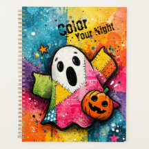 Adorável Fantasma de Patchwork Arte Colorida de Sa
