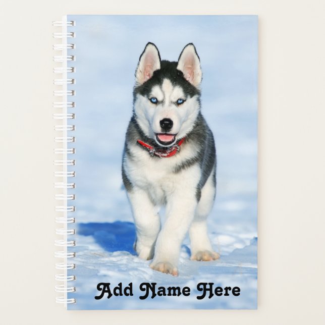 Agenda Adorável Husky Siberiano Puppy na neve (Frente)