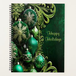 Agenda Adornos Decorativos Verdes Feriado