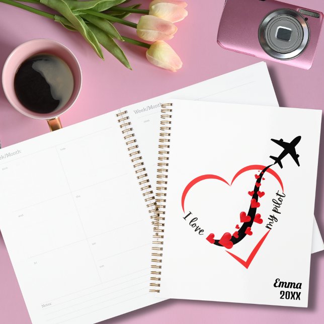Agenda Adoro Meu Coração Piloto, Aviação Fofa, Monograma (Criador carregado)