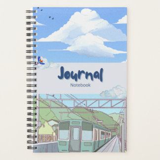 Agenda Aesthetic Sky & Train Journal Notebook | Cute Past