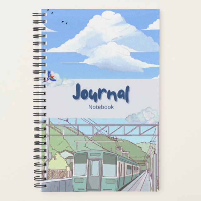 Agenda Aesthetic Sky & Train Journal Notebook | Cute Past (Frente)