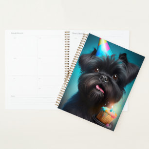Agenda Affenpinscher comemorando o bolo de Balões de Aniv