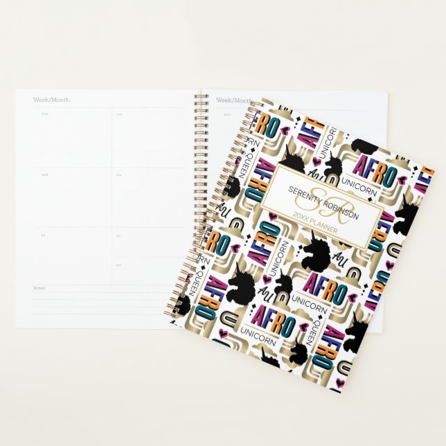 Agenda Afro Unicorn Bold Pattern (Exibição)