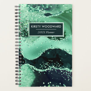 Agenda Ágata brilhante verde falsa lantejoula glitter
