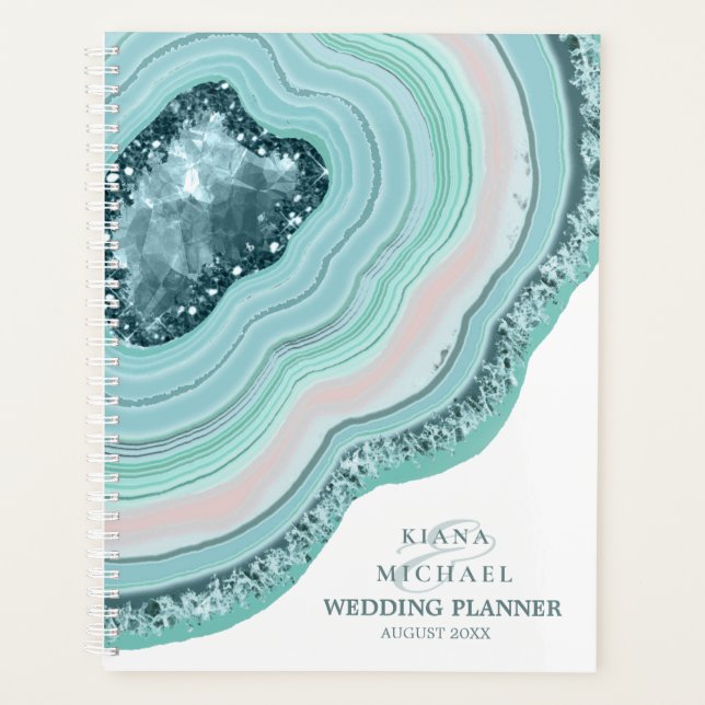 Agenda Agate Geode Glitter Planos de Casamento ID647 (Frente)