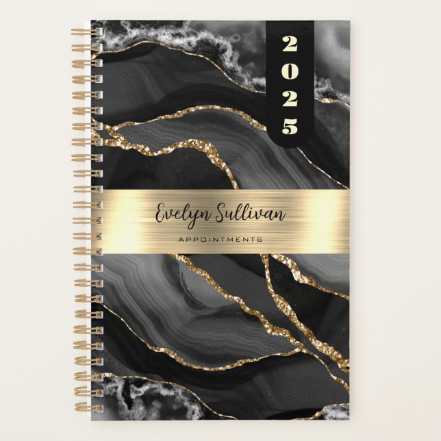 Agenda Agate preto e Dourado (Frente)