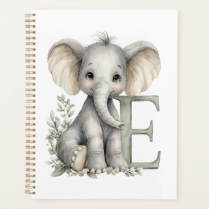 Agenda Alfabeto de animais bebês em aquarela fofa Elefant